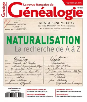 La Revue Française De Généalogie N°255 – Août-Septembre 2021  [Magazines]